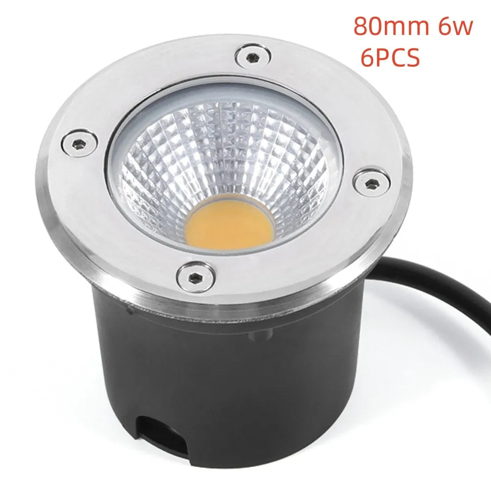 Round LED COB underground light with stainless steel cover and aluminium body for outdoor garden installation