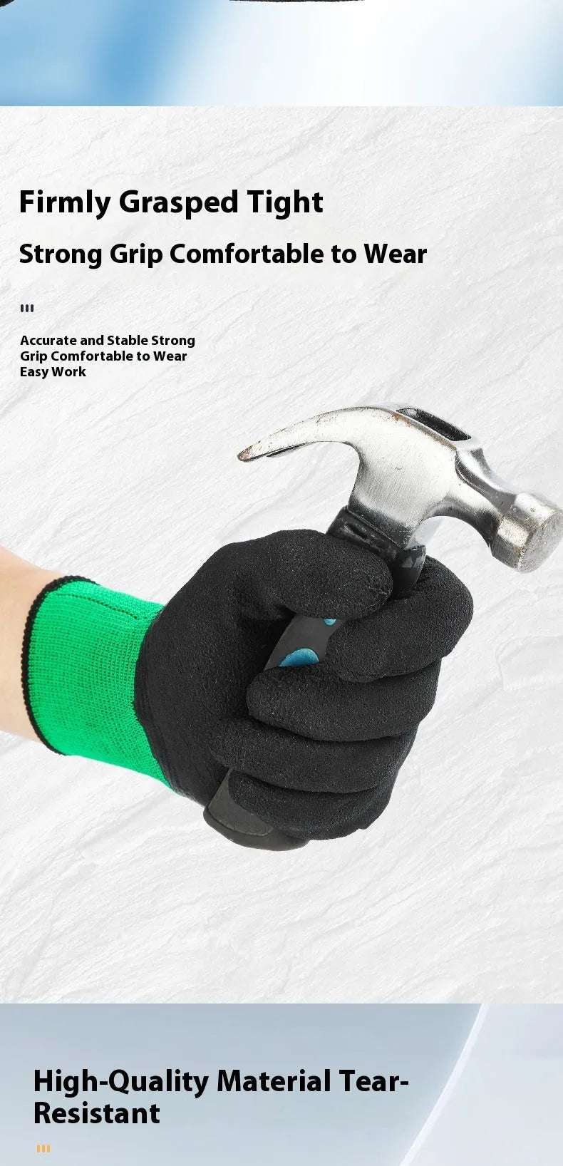 Black and green rubber work gloves with a textured non-slip palm