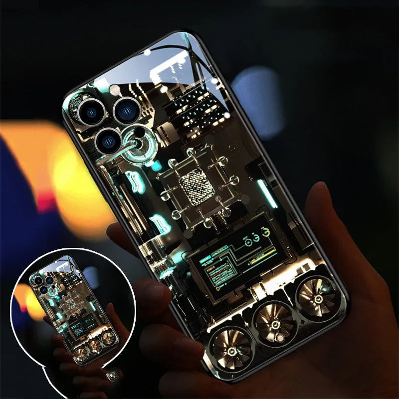 Xpress 14 mobile phone case with tempered glass protection and incoming light indicator for iPhone