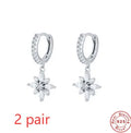 S925 sterling silver snowflake pendant earrings with clear gemstone, in yellow gold or white gold colour finish.