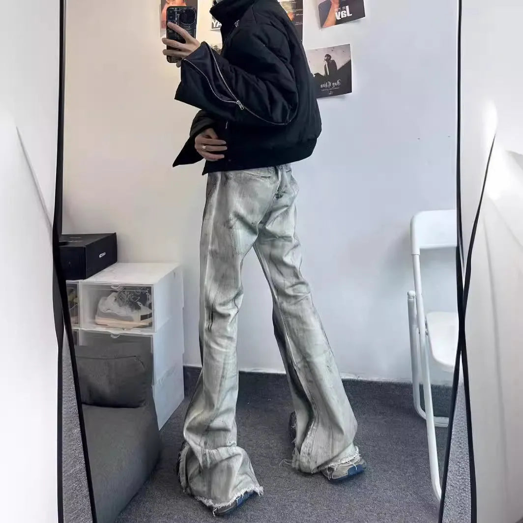 White mid waist cotton denim trousers with zip placket fly for teenagers in basic leisure style