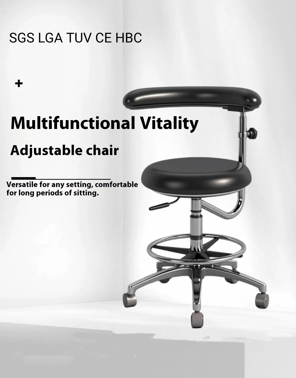 Black leather dental chair for hospital clinical seating