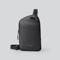 Men's simple black crossbody bag made from wear-resistant Oxford fabric.