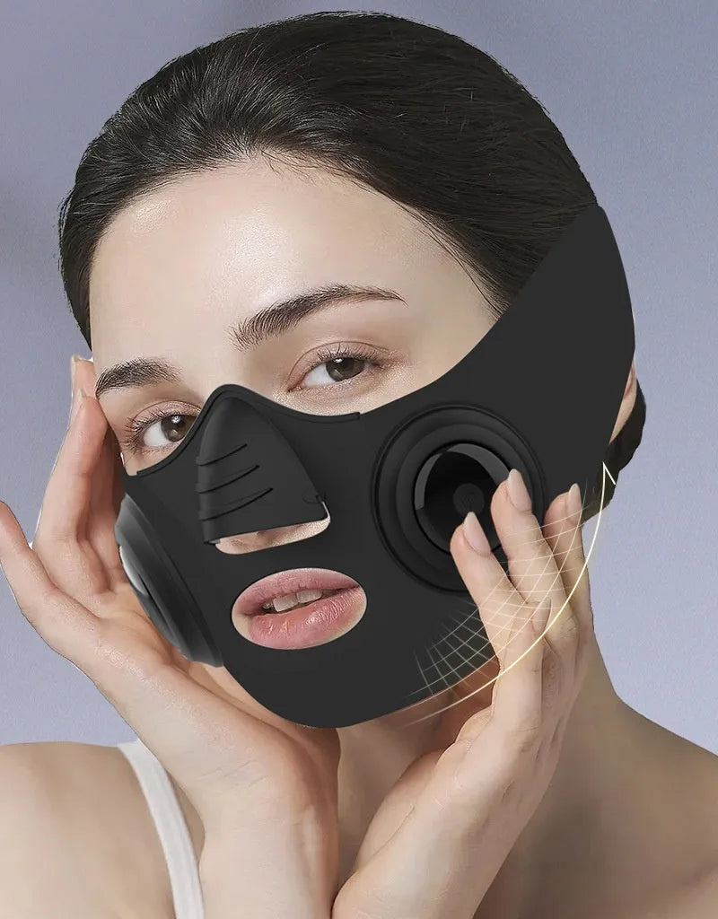Black photon beauty device facial mask with USB charging port