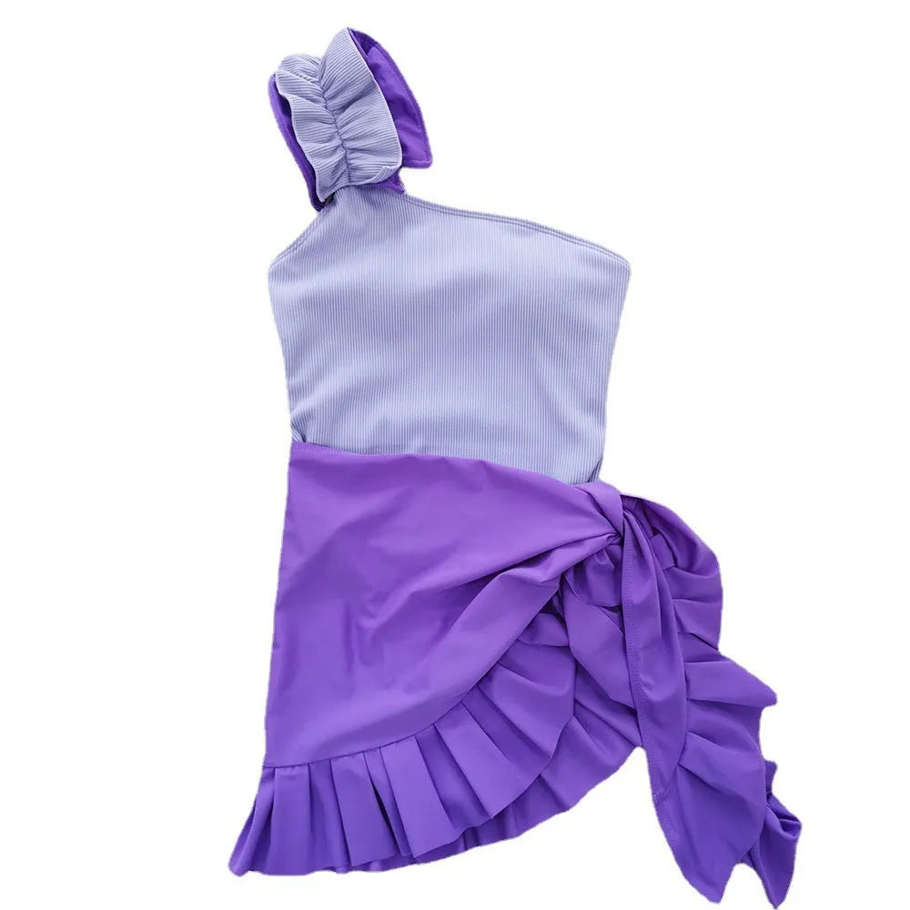 Women's solid color high waist one-piece swimsuit in polyester with sleeveless tight fit design