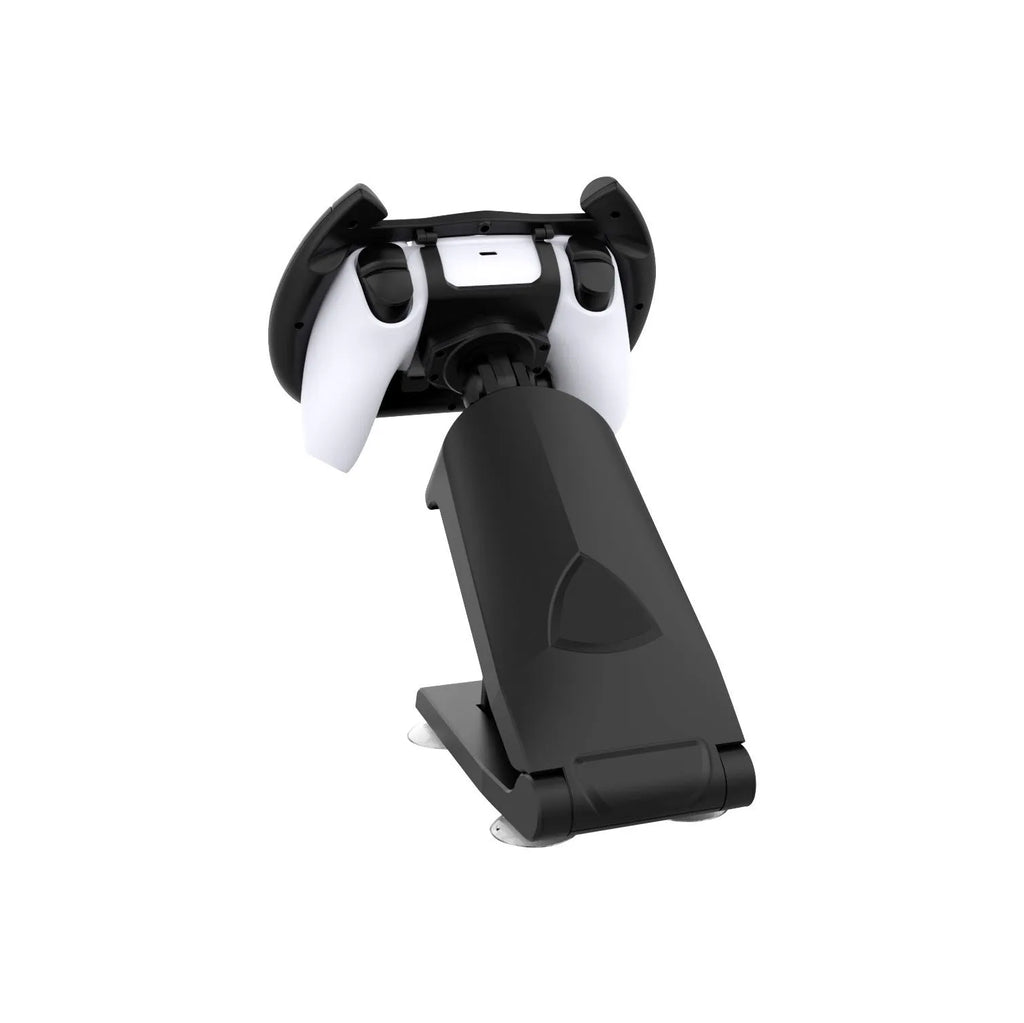 Black ABS plastic smartphone steering wheel bracket with suction cup attachment for mobile gaming