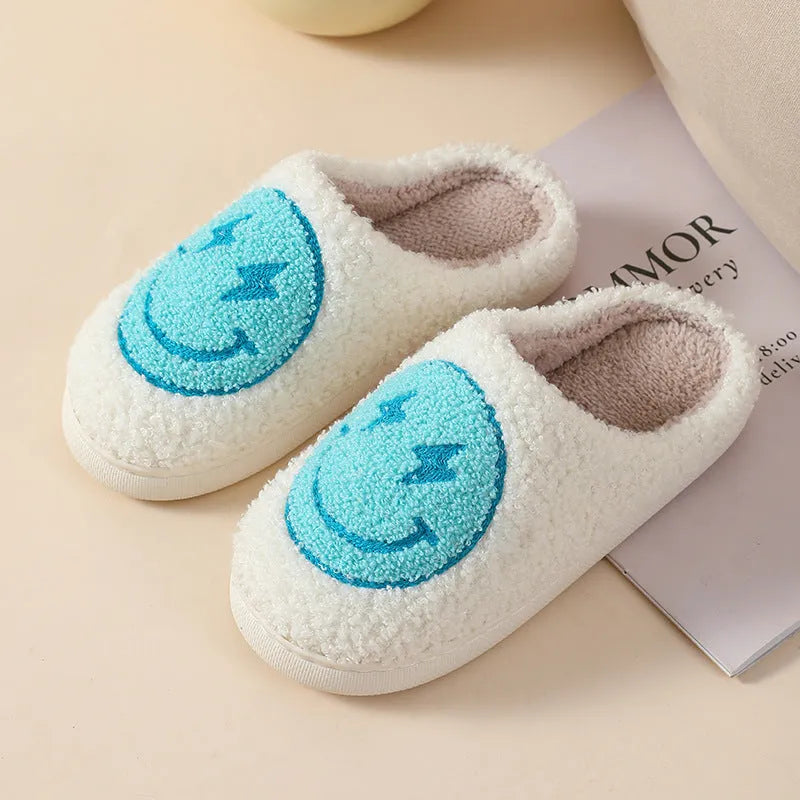 Women's plush cartoon love style home slippers with PVC non-slip soles in five colour options