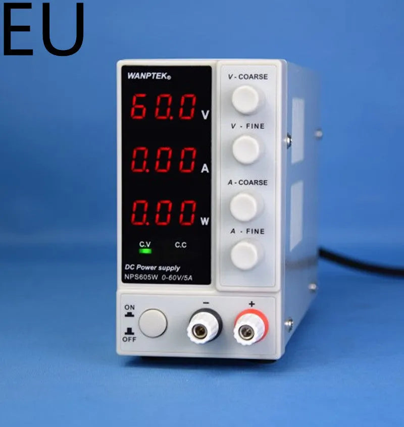 White adjustable DC power supply unit for mobile phone and notebook repair with 0-60V output