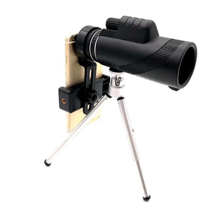 Black 40x60 HD monocular telescope with compact design and waterproof construction