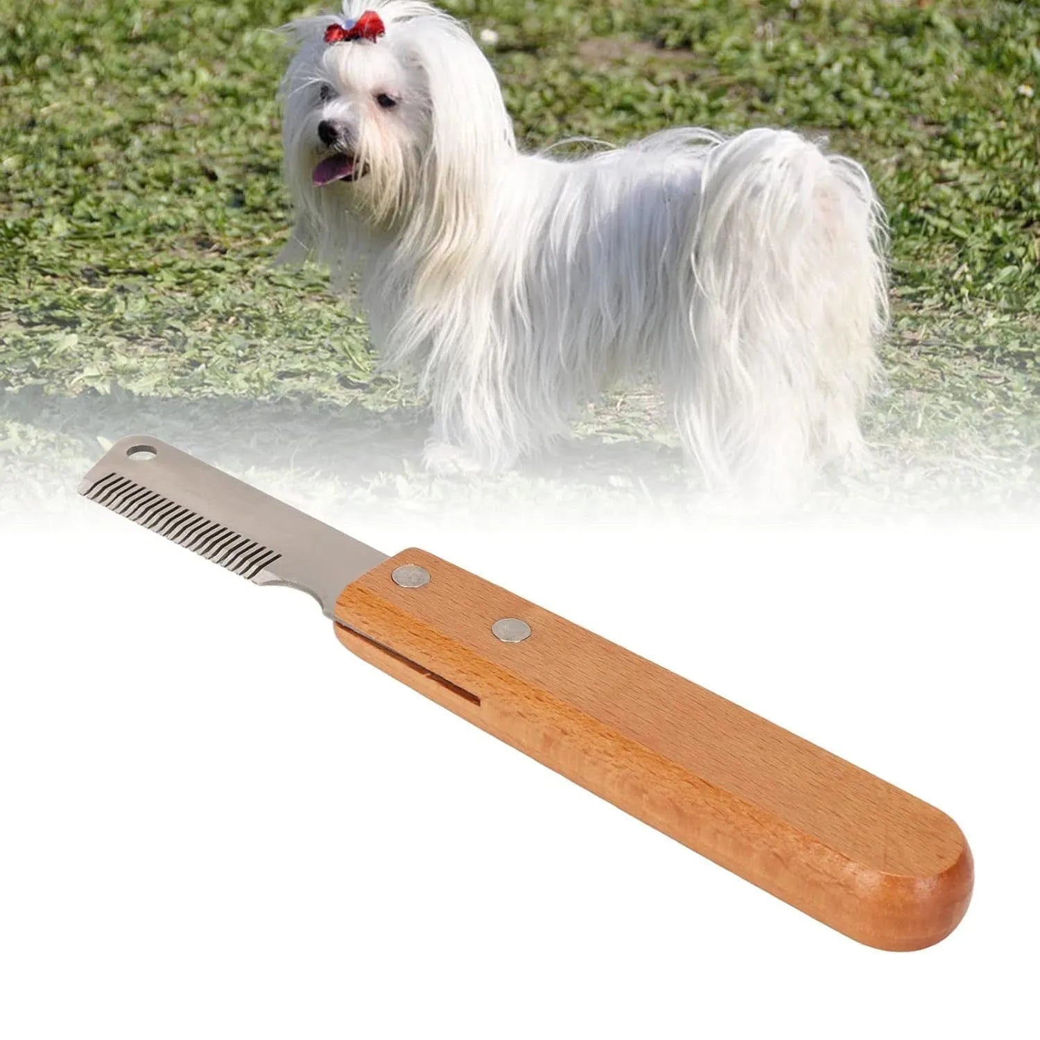 Wood-handle pet stripping comb grooming tool for cats and dogs in two sizes