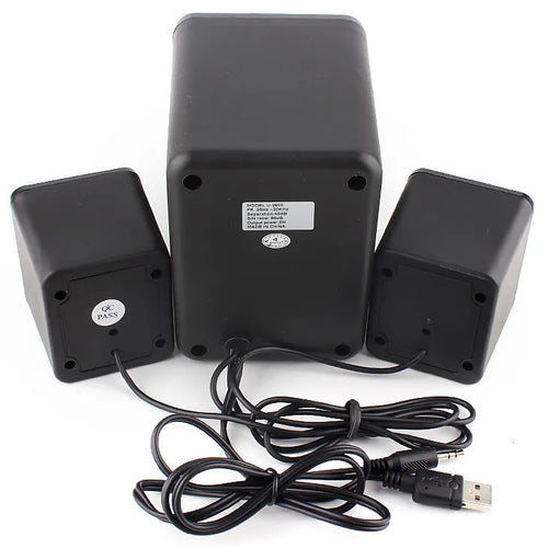 Green 2.1 USB computer speaker with colourful glowing lights and dual connectivity ports