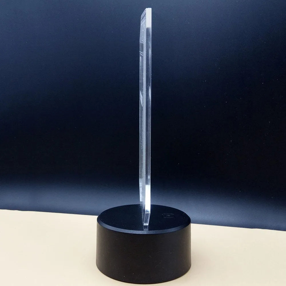 3D LED desk lamp with acrylic visual illusion and remote control for colour changing