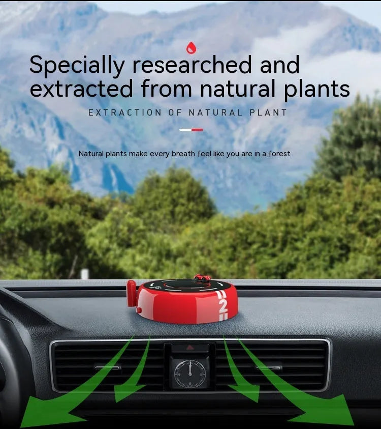 Round solar car perfume diffuser with USB charging port in black colour
