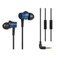 Piston in-ear wired headphones with 3.5mm jack in black, blue and red colour options
