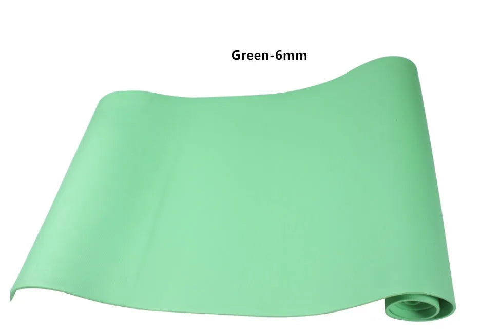 EVA yoga mat in blue showing textured anti-skid surface with thickness options