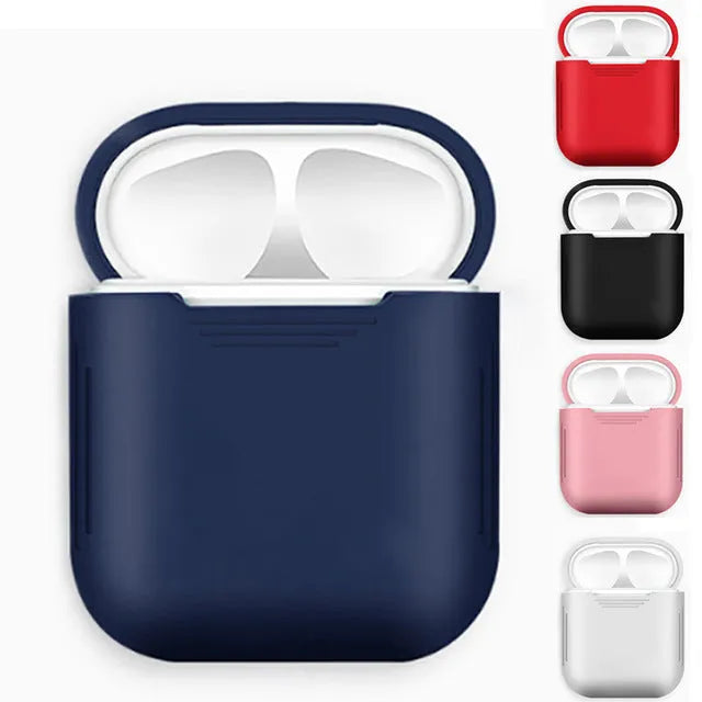 Silicone protective case for AirPods with earmuffs and a detachable anti-lost rope in various colours.