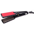 Black hair straightener with tourmaline ceramics heat conductor under 15mm for dry hair styling in 3-5 minutes