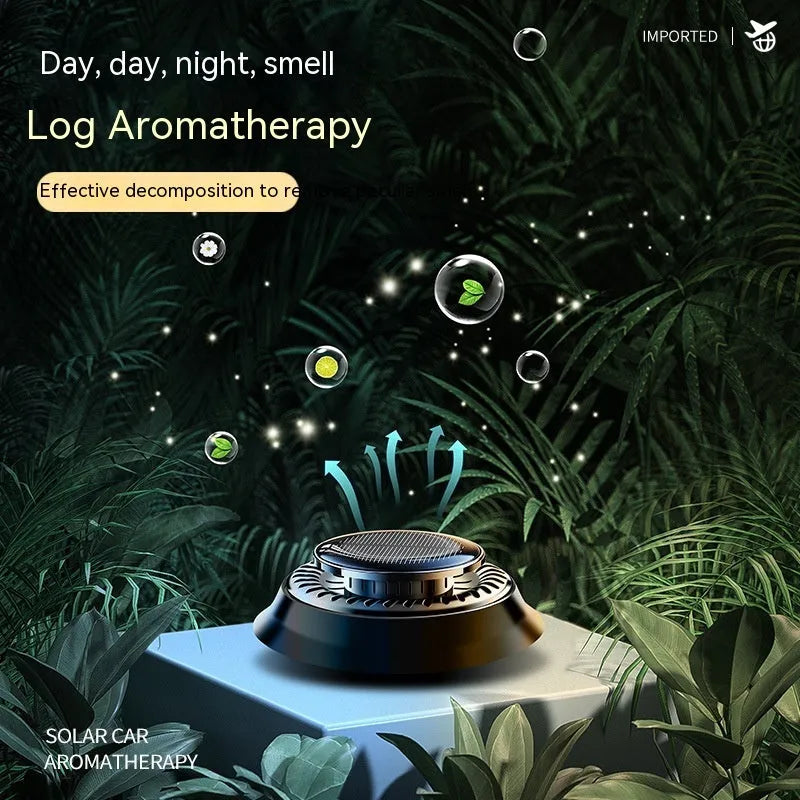 Black solar electromagnetic de-icing device with aromatherapy decoration for car dashboard