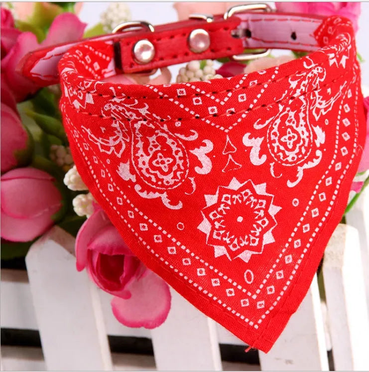 Pet triangle scarf with 1.0 cm PU and canvas band, 23-28 cm neck, suitable for small dogs, puppies, and cats