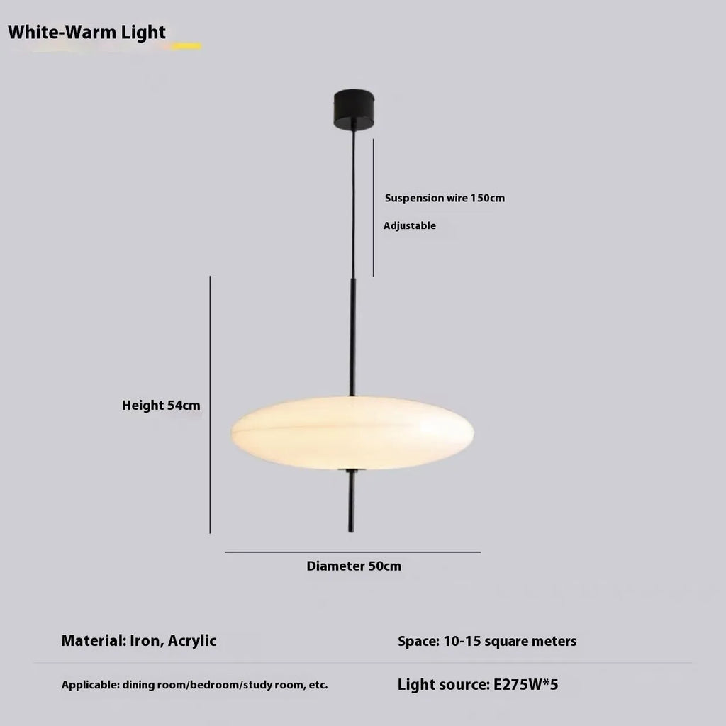 Nordic modern retro UFO chandelier in black and white finish for restaurant or bedroom ceiling