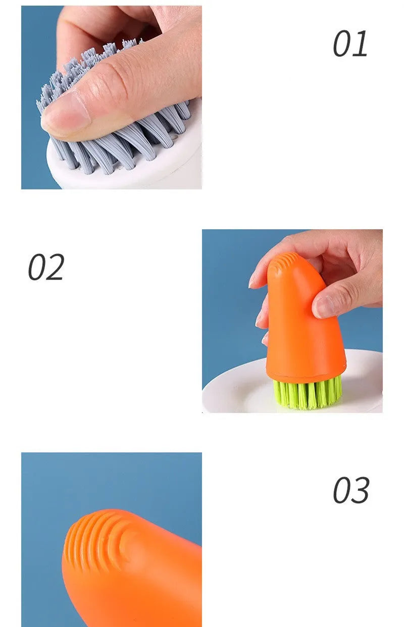 White and orange carrot-shaped nylon cleaning brush for kitchen use