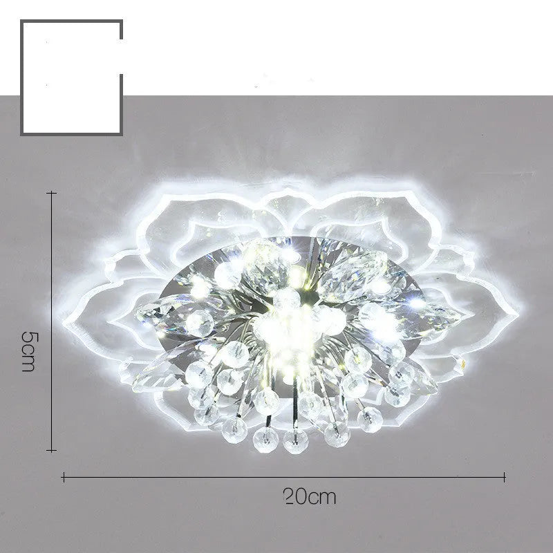 Modern crystal ceiling lamp with flower-shaped shade and LED light source for living room or bedroom