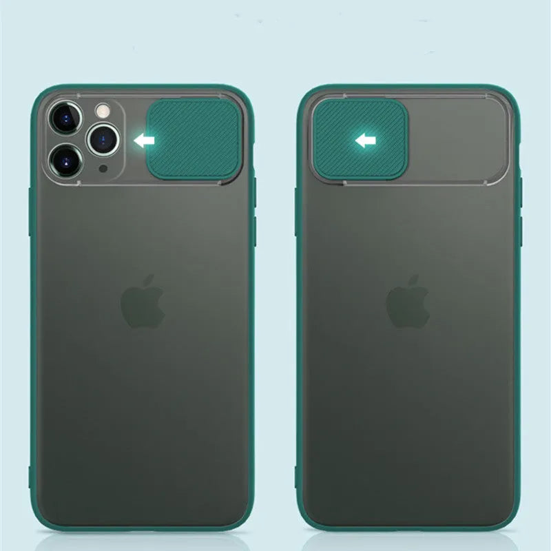 Lens sliding phone case for iPhone in multiple colours showing back cover design