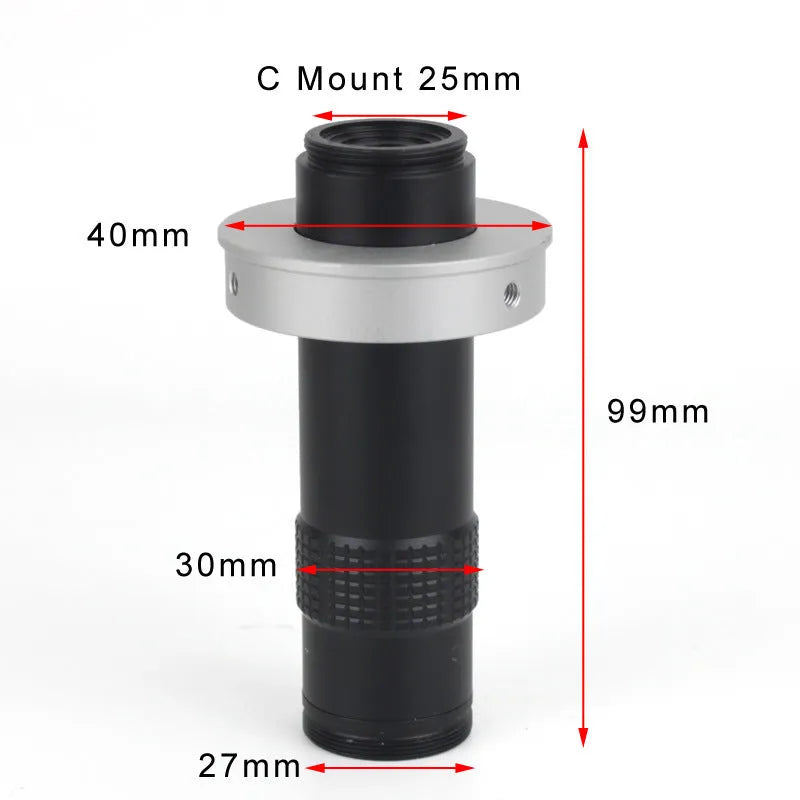 Black industrial camera monocular lens with 130x magnification capability