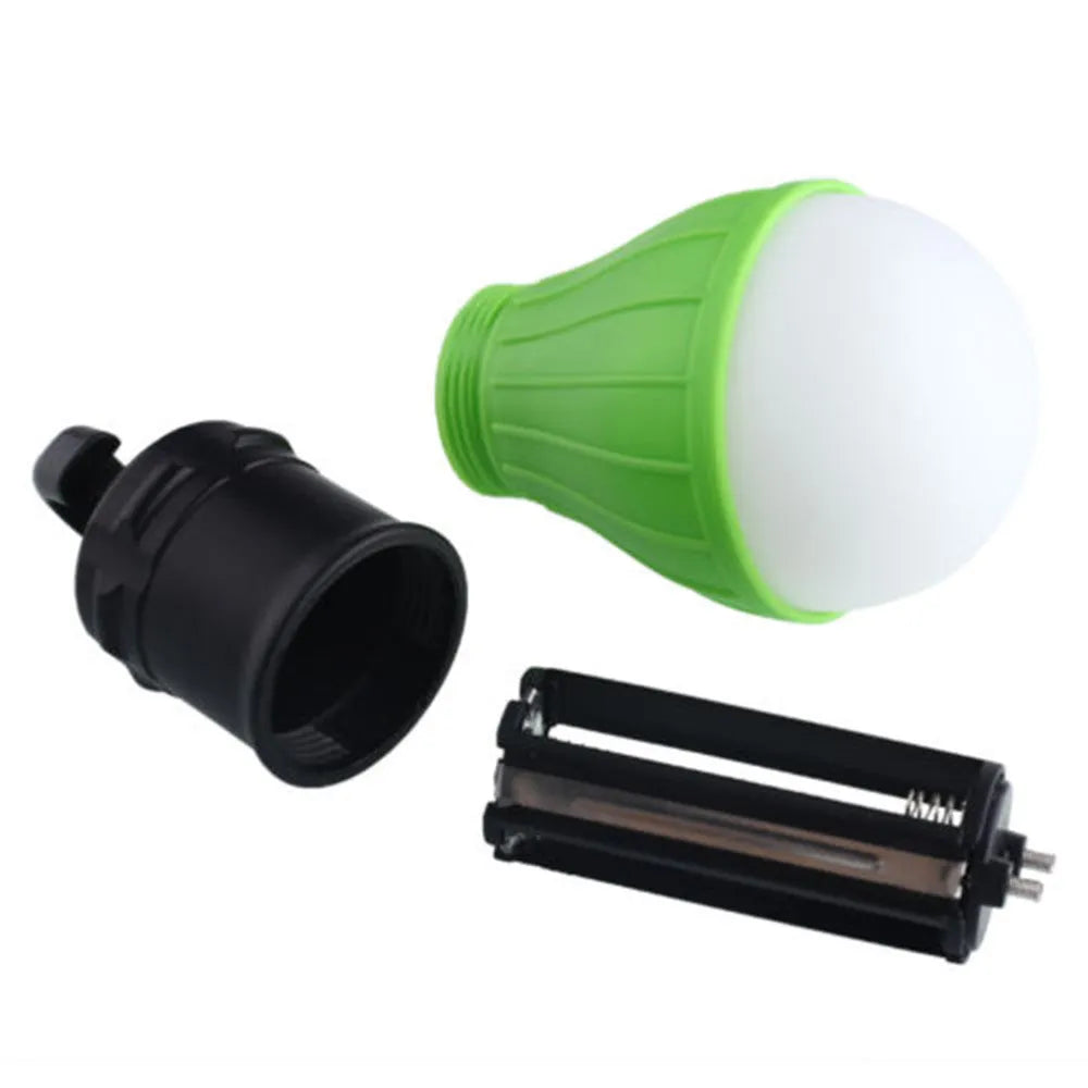 Portable hanging hook LED camping light in blue colour showing compact size.