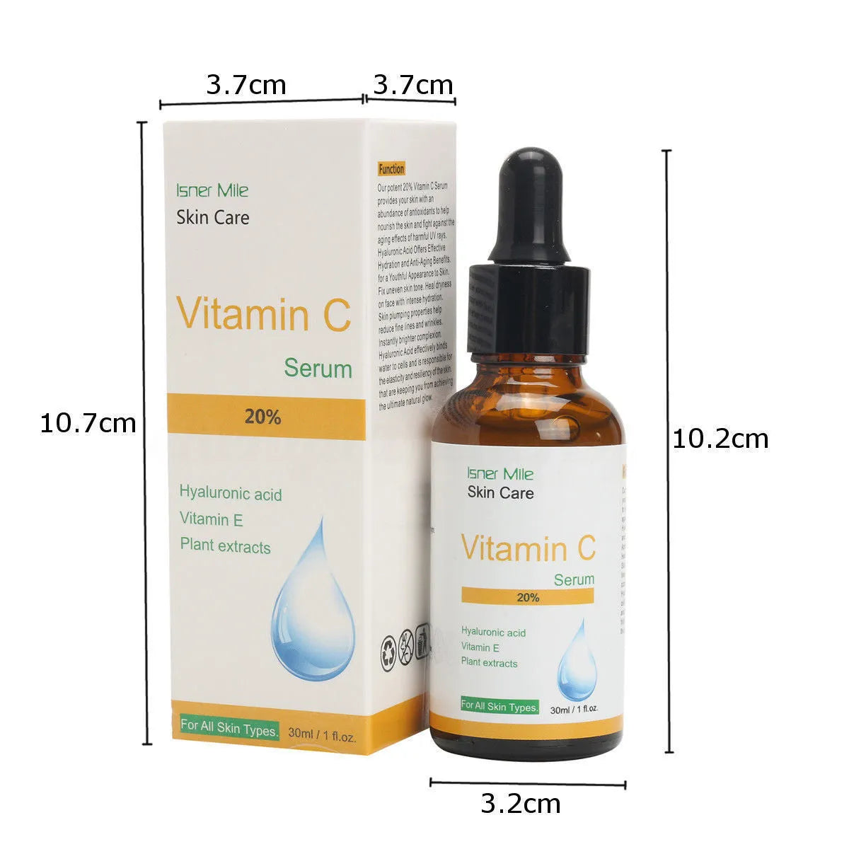 30ml bottle of Vitamin C undiluted serum essence for brightening and hydrating facial skincare.