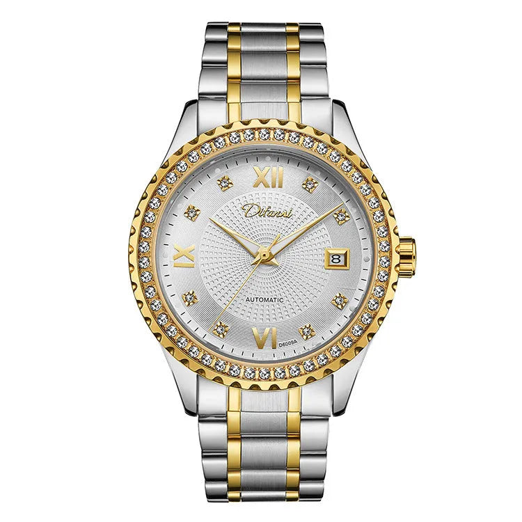 Fashionmonger men's waterproof automatic mechanical watch with luminous dial in gold and silver case options