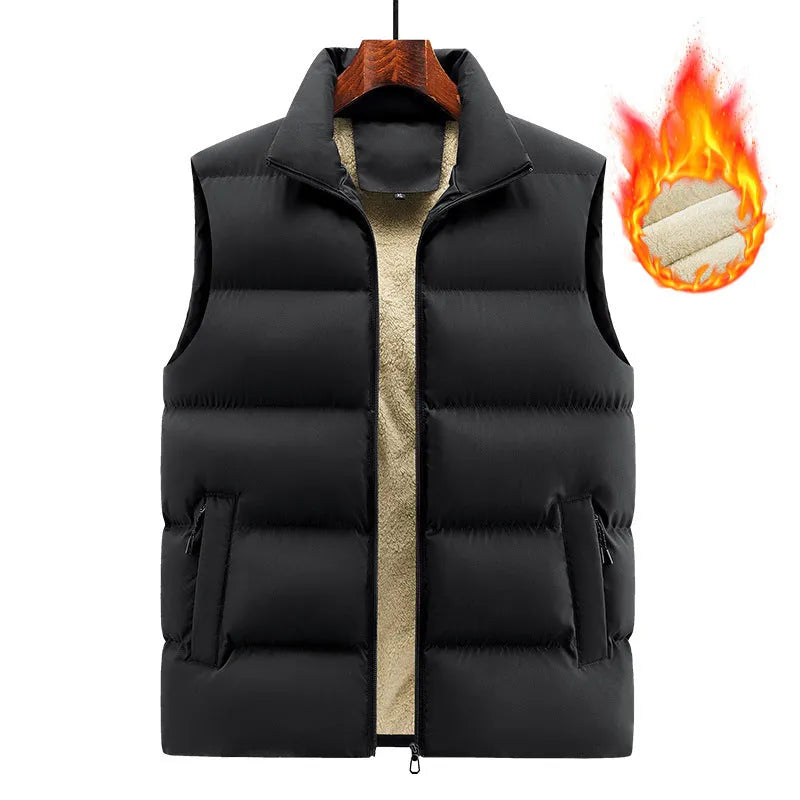 Men's striped lambswool vest in black, dark blue or red colours for autumn winter wear