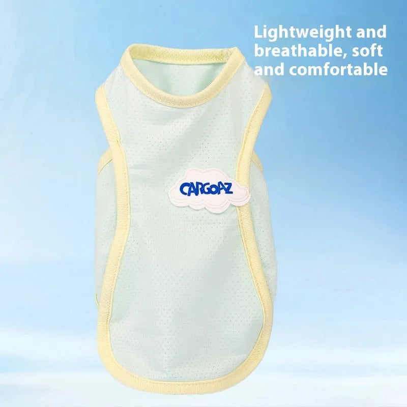 Grass green polyester cat vest for summer wear with anti-lint properties and sports-style design