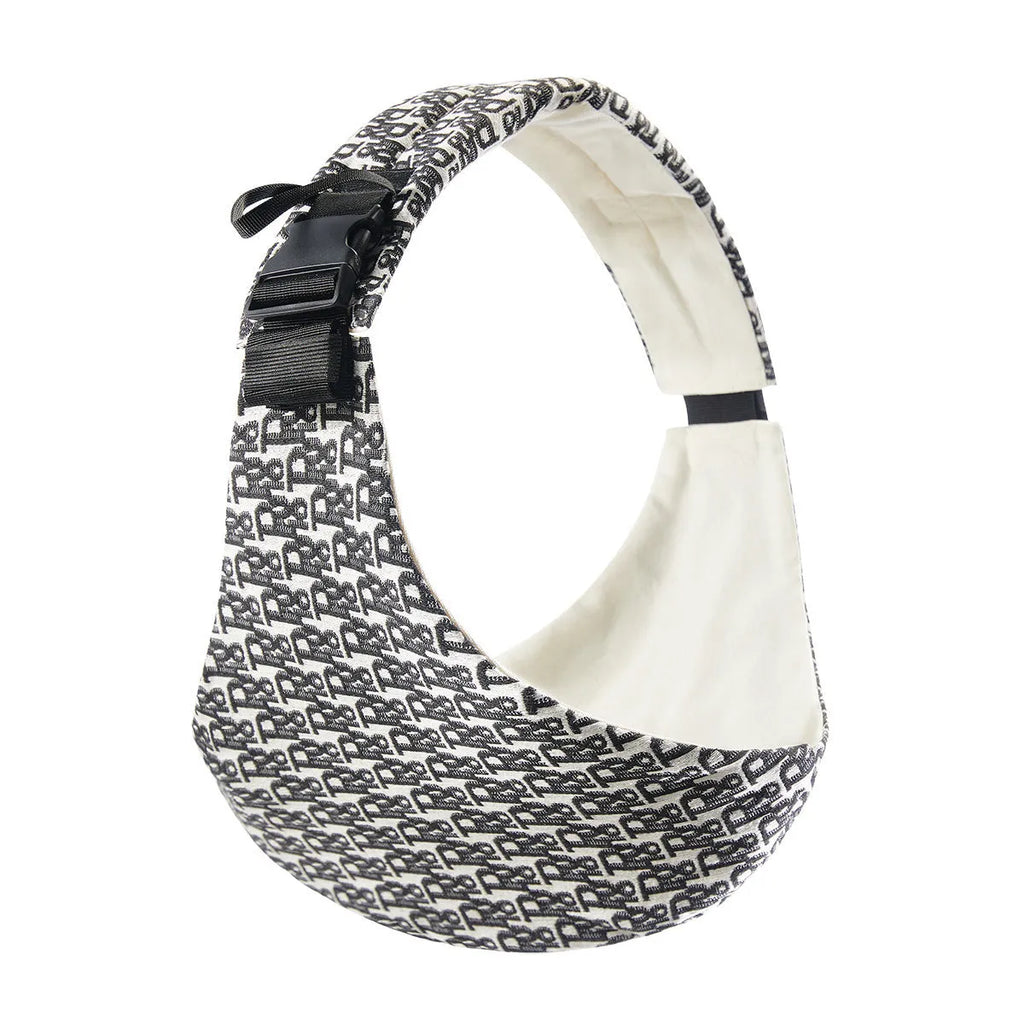 Portable front holding baby strap in polyester with 20kg maximum load, shown in leopard print and other colour options