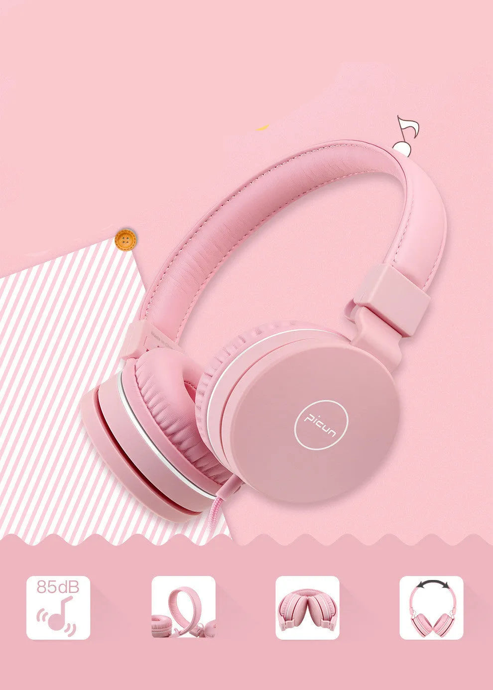 Wired over-ear headphones with microphone, protein cushion earmuffs and 3.5mm plug in mint green colour