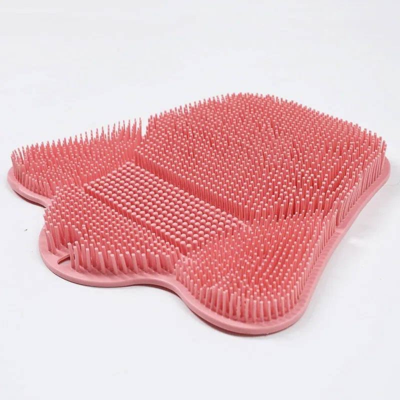 Blue silicone bath massage mat measuring 31cm by 32cm with textured surface