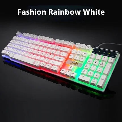 White LED gaming keyboard USB cable showing illuminated section and USB connectors