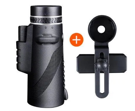 Black 40x60 HD monocular telescope with compact design and waterproof construction