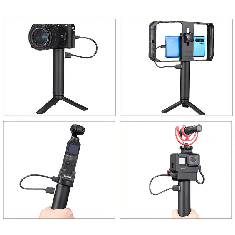 Black aluminium alloy power bank charging handle device with 6800mAh capacity and carrying handle