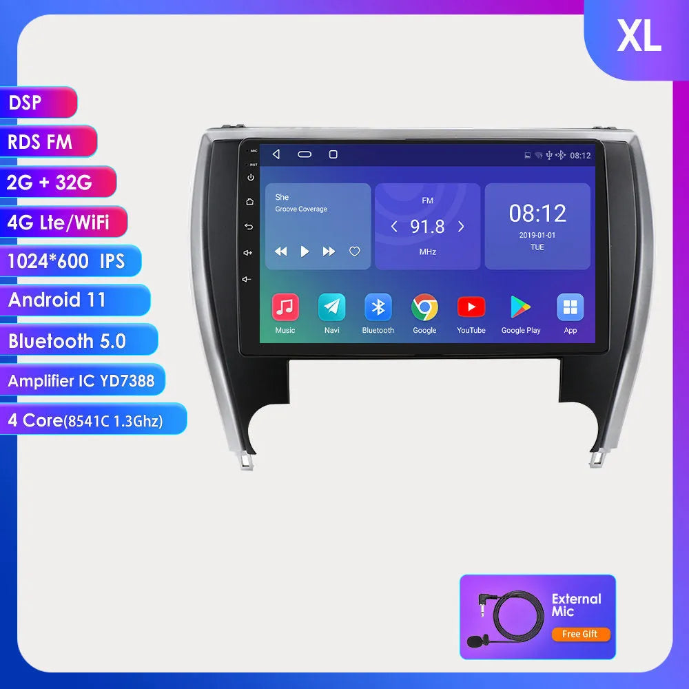 10-inch vehicle-mounted MP5 navigator for Toyota Camry 2015 with metal ABS construction