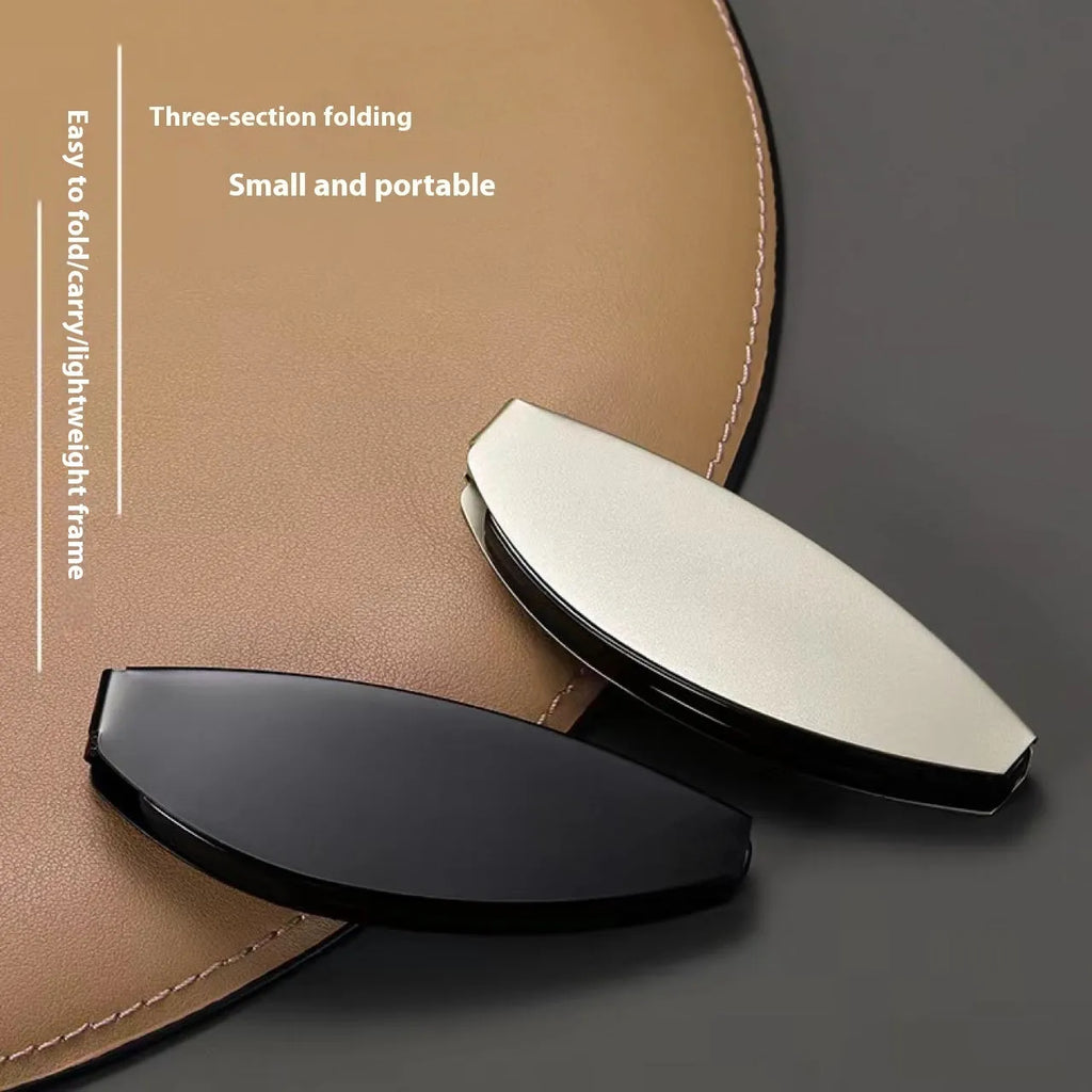 Folding retro-style presbyopic glasses for men in black frame, shown open and folded.