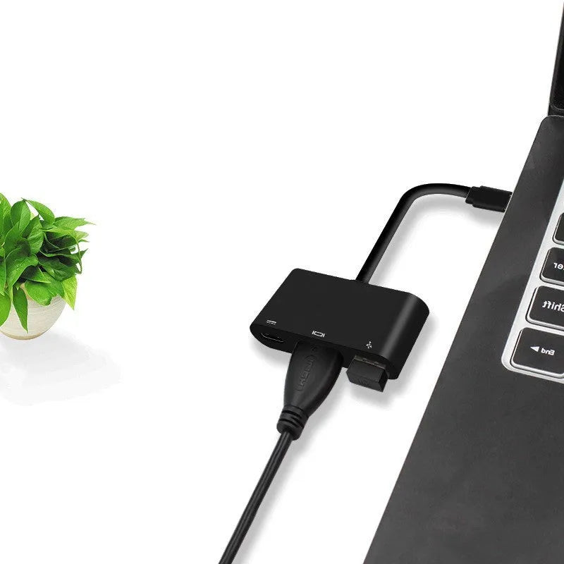Black USB Type-C to HDMI adapter cable for Nintendo Switch on a white background