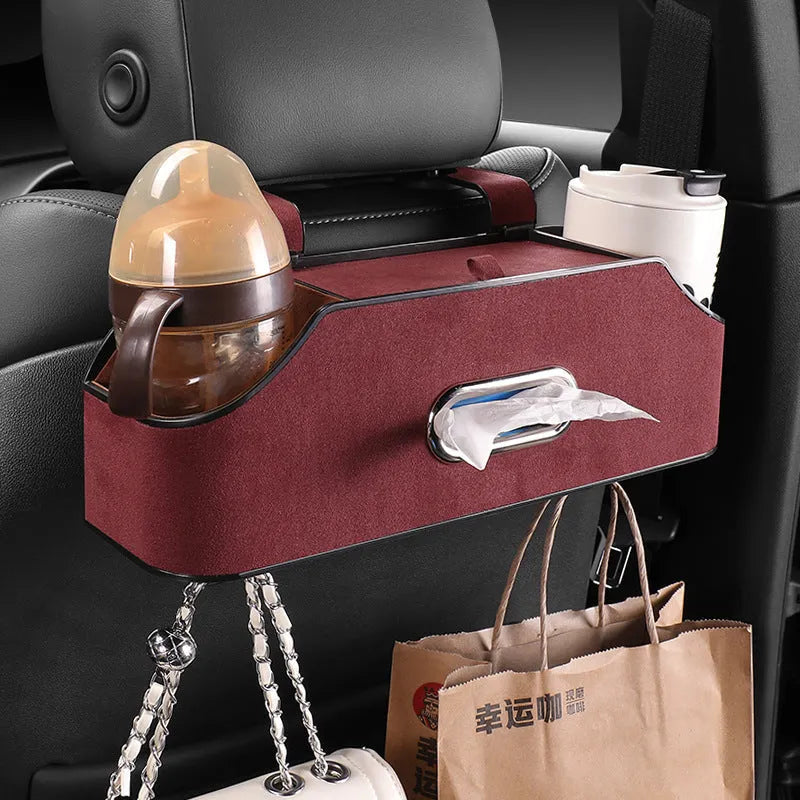 Genuine leather car tissue box holder with 2 litre capacity in various colours