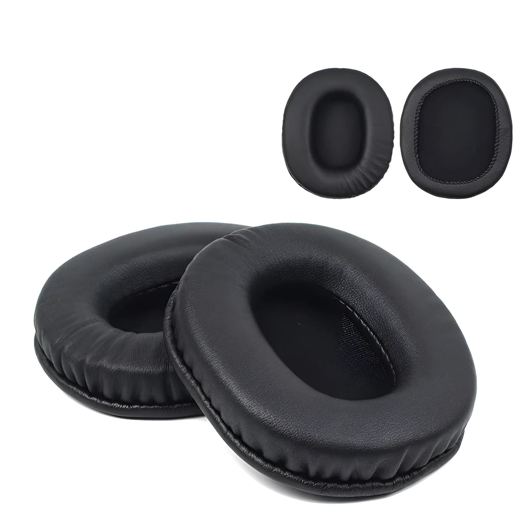 Black PU leather replacement earmuff covers for Sony 1R headphones, two-piece set