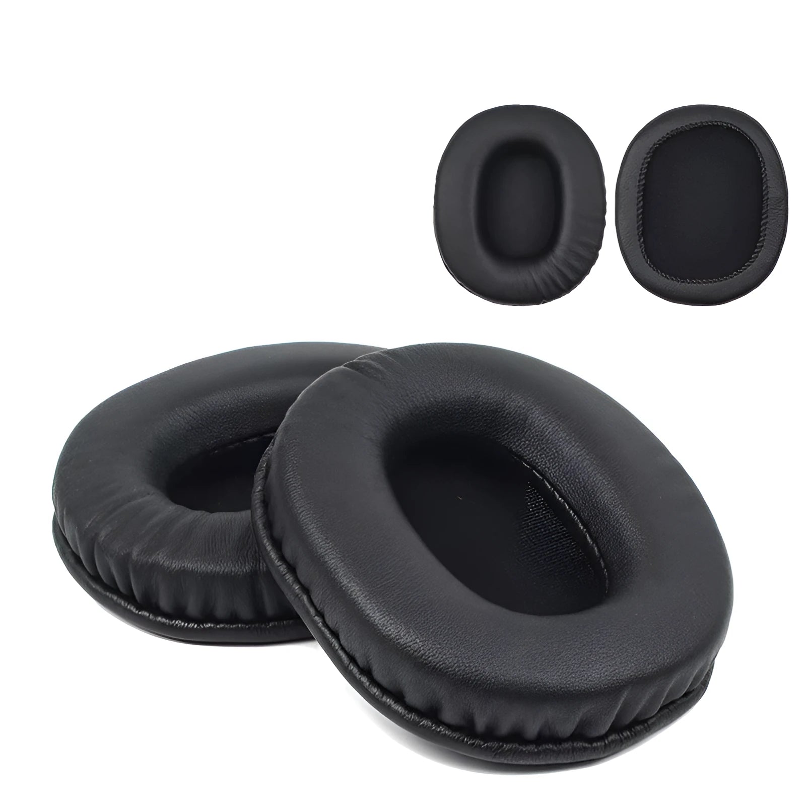 Black PU leather replacement earmuff covers for Sony 1R headphones, two-piece set
