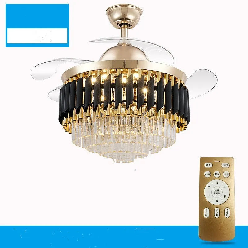 Crystal chandelier design ceiling fan light with LED lighting and remote control
