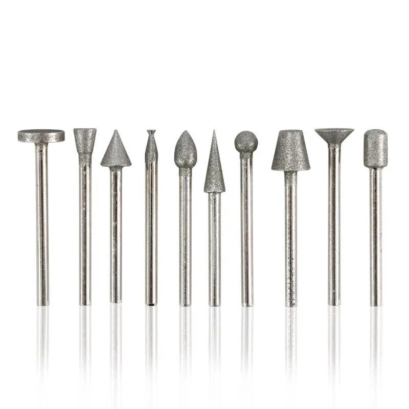 Elliptical cone alloy grinding heads with diamond finish for glass and stone polishing
