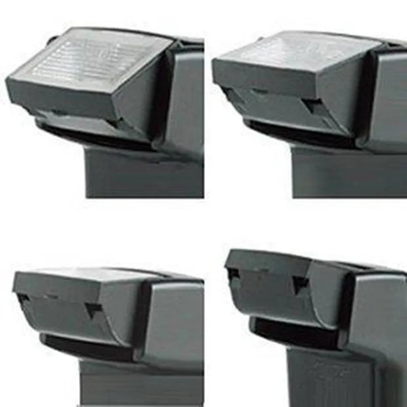 Compact black hot shoe camera flash unit with a head rotated upwards for bounce lighting.