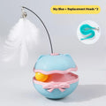 Electric self-righting cat tumbler toy in lemon yellow, sky blue, and soft fog grey colour options.