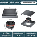 304 stainless steel courtyard floor drain with square 15x15cm gun grey grating